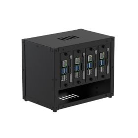 UCTRONICS Upgraded Complete Enclosure for Raspberry Pi Cluster, with 4 Removable Mounting Brackets for Pi 4B, 3B+/3B, and Other B Model and 2 Cooling Fans,Support 4 2.5" SSD and Switch