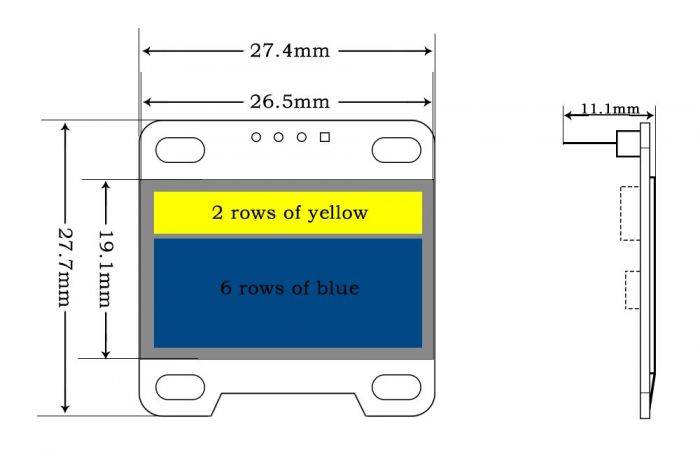 Uctronics 0 96 Inch Oled Module 12864 128x64 Yellow Blue Ssd1306