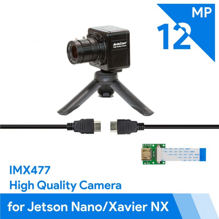 Arducam Complete High Quality Camera Bundle, 12.3MP 1/2.3 Inch IMX477 HQ Camera Module with 6mm CS-Mount Lens, Metal Enclosure, Tripod and HDMI Extension Adapter for Jetson Nano，Xavier NX and Raspberry Pi Compute Module CM4, CM3, CM3+