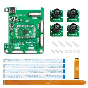 Arducam 12MP*4 Quadrascopic Camera Bundle Kit for Raspberry Pi, Nvidia Jetson Nano/Xavier NX, Four IMX477 Color Camera Modules and Camarray Camera HAT