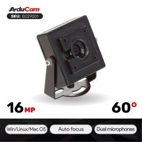 Arducam 16MP Autofocus USB Camera with Mini Metal Case, 1/2.8" IMX298 Mini UVC USB2.0 4K Video Webcam with Microphone, 3.3ft/1m Cable for Windows, Linux, Android, and Mac OS