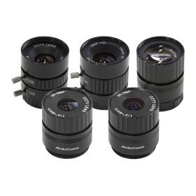 Arducam CS-Mount Lens Kit for Raspberry Pi HQ Camera (Type 1/2.3), 6mm to 25mm Focal Lengths, 65 to 14 Degrees, Telephoto, Wide Angle, Pack of 5