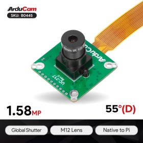 1.58MP IMX296 Color Global Shutter Camera Module with M12 Lens for Raspberry Pi