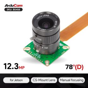 1/2.3" 12.3MP 477P HQ Camera Module with 6mm CS-Mount Lens for NVIDIA Jetson Nano, Xavier NX, and NVIDIA Jetson Orin NX/AGX Orin