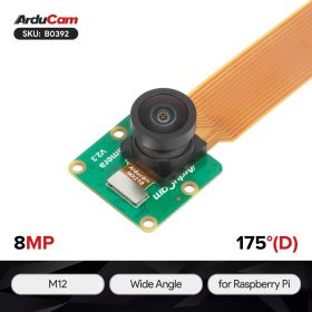 Arducam 8MP IMX219 175 Degree Ultra Wide Angle Raspberry Pi Camera Module, Compatible with Raspberry Pi 5, 4B, Pi 3/3B+, and Pi Zero 2W