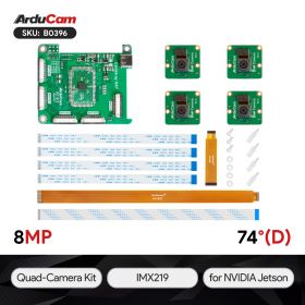 Arducam 8MP*4 Quadrascopic Camera Bundle Kit for Raspberry Pi, Nvidia Jetson Nano/Xavier NX, Four IMX219 Color Camera Modules and Camarray Camera HAT
