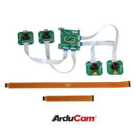 Arducam 1MP*4 Quadrascopic Monochrome Camera Bundle Kit for Raspberry Pi, Four OV9281 Global Shutter Camera Modules and Camarray Camera HAT
