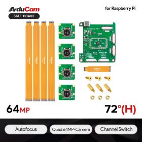 Arducam 64MP Autofocus Quad-Camera Kit for Raspberry Pi