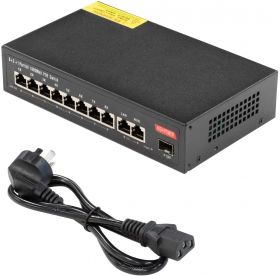 UCTRONICS PoE Switch, 11-Port Multi-Gigabit POE+ for Raspberry Pi and 19" Rackmount, 8 Gigabit POE Ports, 2 Gigabit Uplink and 1 SPF, 120W, Unmanaged - IEEE 802.3af/at Compliant