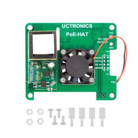 UCTRONICS PoE HAT 5V 3A for Raspberry Pi  4B, 3B+ and 802.3af/at PoE Network, with Cooling Fan