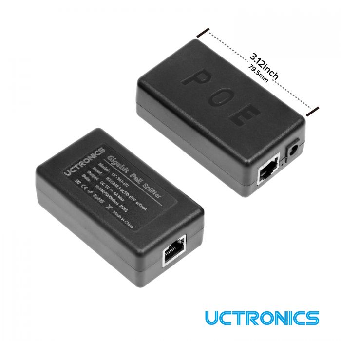 UCTRONICS PoE Splitter 5V 4A – Active PoE+ to Barrel Jack, IEEE 802.3at  Compliant for Jetson Nano PoE, Security Camera, and More